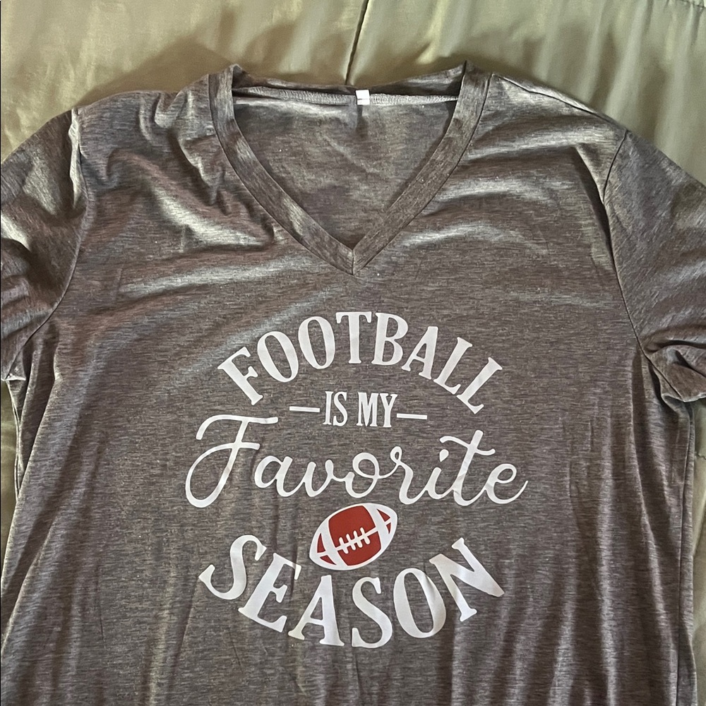 Gray V-Neck Football Graphic Tee